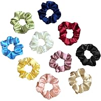 Silvr Bear Luxury Satin Scrunchies Set of 10, Anti-Hair-Breakage, Ponytail Holders for Girls, Women, Hair Ties, Best…
