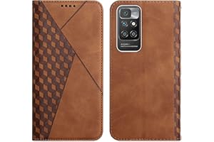 KOUYI Funda para Xiaomi Redmi 10, PU Cuero Flip Folio Carcasa [Magnético][Soporte Plegable][Ranuras para Tarjetas],Capa Tipo Libro Flip Case Wallet,Antigolpes Cover (Marrón)