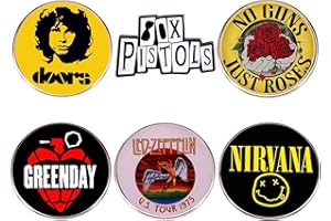 TYXHXTF Lot de 6 Rock Broche, Épingles à Dos en Émail, Punk Émail Broches, Broche Pin, Boutons à Épingle, pour Femme Homme pour Vêtements, Sac à Dos