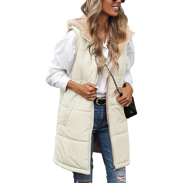 Tuopuda Gewatteerde Bodywarmer voor Dames - Lange Mouwloze Jas