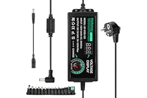 GBKDQQ Uniwersalny zasilacz sieciowy 5 A 120 W, regulowany zasilacz 3 V-24 V, uniwersalny zasilacz 100 V-240 V AC na DC ze wskaźnikiem napięcia LED i 14 wtyczkami, odpowiedni do elektroniki domowej