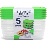 Sistema NEST IT Meal Prep Containers | 870ml | Airtight Food Storage Containers with Compartments and Lids | BPA Free | Green