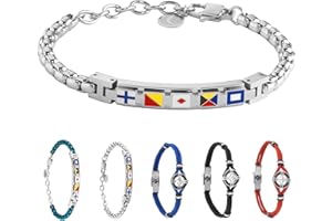 inSCINTILLE Bracciale Uomo Acciaio Simboli Nautica Rosa dei Venti, Regolabile 18-22 cm, Confezione Regalo Inclusa, Braccialetto Acciaio Inox, Bracciali Uomo