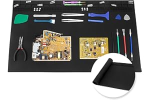 ESOLDNIC Tappetino per saldatura, extra large, 70 x 40 cm, oversize 500 °C, in silicone, resistente al calore, grande tappetino di riparazione per elettronica, telefono, laptop, pistola di saldatura BGA,