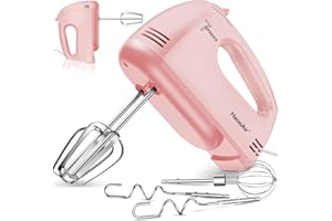 Haooair Elektrischer Handmischer, 7-Geschwindigkeits kleiner Handmischer Elektrischer Handheld mit 5 Edelstahlteighaken, Schlägern & Whisk, Lebensmittelmischer zum Whipping Backen Kuchen Ei Kekse