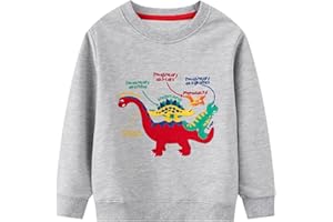 Codkkre Sweatshirt Garçon Pull Bébé Garçon Imprimé Dinosaure Excavateur Coton Sweat Col Rond pour Enfants Garçon 2-7 Ans