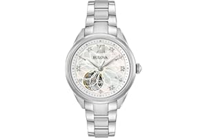 Bulova Damski analogowy zegarek mechaniczny z paskiem ze stali nierdzewnej 96P181, szary, Bransoletka