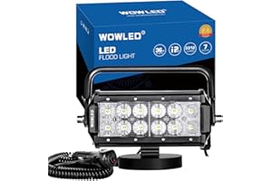 WOWLED Tragbare 36-W-Flutlicht-Scheinwerfer, Magnetfuß, LED-Lichtleiste, Offroad-Fahren, Arbeitslampe, Bar, Flutlicht für LKW, Auto, Boot, 4x4, Campinglicht-Lampe, 12/24 V