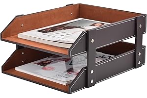 XNONE Schreibtisch-Organizer aus Leder,Briefablage A4,stapelbarer Büro-Aktenordner,Dokumentenfach für Akten,Ordner,Briefpapier,Zeitschriften,Post,Zuhause,Schreibtischorganisation,Halter,Braun