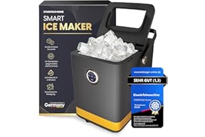 STARKFELD ICE MAKER - Luxus Eiswürfelmaschine | 20 KG Eis in 24 Stunden | Selbstreinigend & Keimfrei | 1,5L Wassertank | Eis in 6 Minuten | 2 Größen Eis | Kompakt & Leise | Cocktail Maschine (Schwarz)