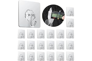 UBRAVE 20-Pack Kraftiga Självhäftande Krokar, 20 kg (max), Genomskinliga