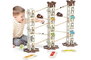 burgkidz Pista di Biglie Musica, 106 Pezzi Pista da Corsa Palla set con 5 Tracce Musicali, Gioco Interattivo ed Educativo Stem Costruzioni Giocattoli per Bambini 4+ Anni
