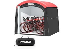 PMEIXU Oversized Outdoor Bike Storage Shed, Portable 210D Oxford PU4000 Bike Tent for 4-5 Bicycles, All-Weather Garden Storage for Motorcycles, Riding Lawn Mowers, Patio Furniture & Gardening Tools