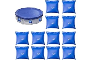 BLYEMICHDI 12Pcs Pool Water Bags,Pool Cover Weight Bags,Swimming Pool Cover Hanging Bag,Swimming Pool Above Ground Pool Heavy Duty Winter Pool Cover,11.8x9.8inch