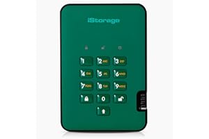 iStorage diskAshur2 HDD 3TB Verde - Disco duro portátil seguro - Protegido por contraseña - Resistente al polvo y al agua - Cifrado de hardware