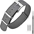 ANNEFIT Nylon Watch Strap 16mm 18mm 20mm 22mm, One-Piece Waterproof Military Watch Band with Heavy Buckle