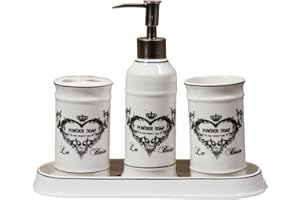 BISCOTTINI Ciasteczka 2 zestawy łazienkowe do umywalki 4 +4 szt | Akcesoria łazienkowe, uchwyt na mydło w płynie i uchwyt na szczoteczkę do zębów, uchwyt mydła i szkło łazienkowe | Akcesoria łazienkowe