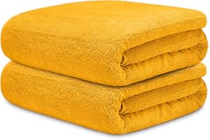 DECASATEXTIL Juego 2 Toallas Baño Grandes 70x140cm Algodón 450g/m² – Suaves y Absorbentes – Toallas de Ducha para Hogar, Gimnasio o Hotel (Oro)