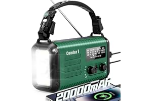 IRONSNOW Wind Up Solar Radio, Emergency Crank Radio, 20000mAh Survival Solar Hand Crank Weather Radio with AM/FM, Battery Powered Radio with Cell Phone Charger, Flashlight & SOS for Emergencies/Home