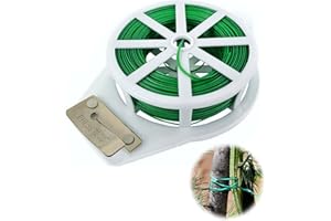 HOTMNTY Liens de Jardinage pour Ligatures, Fil de Jardin Vert, 50m Attache de Jardin pour Plantes, Cravate de Jardin Douce Fil de Fer Jardin avec Coupe, Fil Metal de Fer avec Revêtement Plastique, 50m x 1Pcs