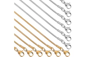 SUNNYCLUE 12 PAQUETE 20 pulgadas/0.5 m 1 mm Cadena de Serpiente de Acero Inoxidable Fabricación de Collares de Serpiente A Granel Cierres de Garra de Langosta de Metal Dorado Y Plateado Cadenas de Esl
