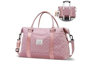 BAGAIL Borsone da Viaggio, Borsa da Fine Settimana per Donna, Palestra, Notte - Tasca Bagnata, per Mamma Ospedaliera, Lavoro e Consegna - Griglia Rosa, Large