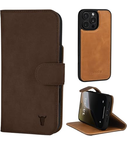 TORRO Leren Hoesje Compatibel met iPhone 17 Pro Max 6.9 2025 - Premium Leren Portemonneehoesje met Standaard en Kaartvakken (Compatibel met officiële MagSafe-Laders) - Marineblauw