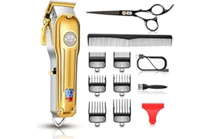 CIICII Cordless Hair Clippers for Men, Professional Barber Clippers for Hair Cutting (12Pcs Rechargeable USB Adjustable LCD Display Hair Beard Trimming Haircut Machine Kit) for DIY Home Barber Salon