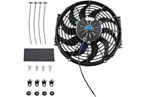 OSZNMMG 10” Universal High Performance Radiator Cooling Fan,12V Ultra Slim Electric Cooling Fan with Fan Mounting Kit (Black)