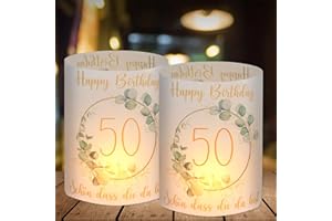 BOYATONG 12 lampionów, dekoracja stołu na 50 urodziny, 50. urodziny mężczyzny i kobiety, 50 lat Happy Birthday, dekoracja stołu, "Schön DASS Du Da Bist", nadaje się do podgrzewaczy lub świec