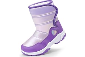 HARVEST LAND Kids Snow Boots Boys Girls Winter Boots For Toddler Waterproof Snow Ankle Boots Kids Anti-slip Walking boots Warm Fur Lined High-Top Snow Boots