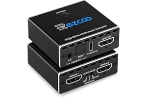 ROFAVEZCO HDMI 2.1 Audio Extractor 4K 120Hz VRR ALLM HDCP2.3 HDR10 ARC Audio Extractor Switch 2 IN 1 OUT Audio Converter SPDIF Optical StereoAudio Breakout Dolby Digital EDID for PS5 XBOX