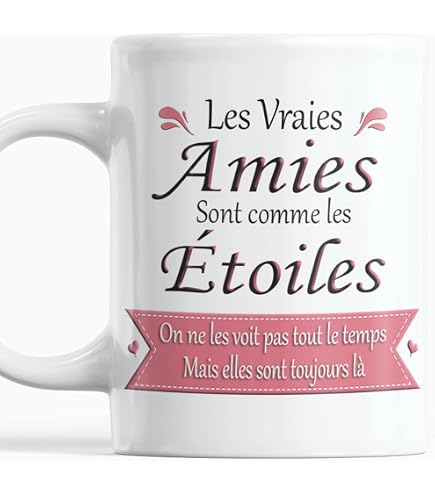 Mug Cadeau Meilleure Amie - 'Les Amies Sont Comme Les Étoiles' En Céramique, Fabriqué En France