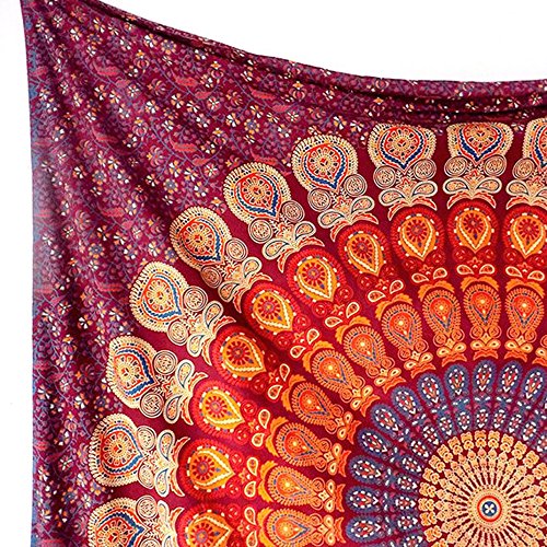 Ularma Mandala Bunt Wandteppiche Chiffon Gobelin 148cmX210cm Wandbehang (Rosa) - 3