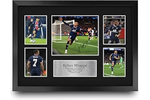 HWC Trading FR A3 Kylian Mbappe PSG Gedruckte Memorabilien Signiertes Autogramm Fotodisplay für Fußball Anhänger und Fans - A3 Gerahmt