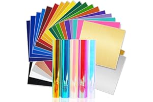 Lya Vinyl 25 Hojas De Vinilo Adhesivo 5 Hojas De Vinilo Permanente Holográfico (30,5 Cm x 30,5 Cm). Vinilo Adhesivo Para Plotter, Ideal Para Cricut, Regalos Diy, Tazas, Ventanas y Cerámica.