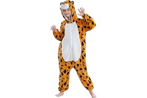 HAHASHOW Combinaison Pyjama Enfant Grenouillère Surpyjama Enfants Cosplay Cartoon Animaux à Capuche Unisexe Grenouillères Vêtements de Nuit Garcon Fille 3-12 Ans