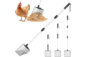 JOURNDREAM 2pcs Hühnerstall Zubehör Chicken Poop Scooper einstellbare Hühnerschaufel für die Reinigung Siebschaufel für Hühnerstall Trennung von KOT und Schutt von Sand Hühnerstreu Schaufel Zubehör