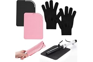 BQMEZRNUS 2PCS Professional Heat Resistant Gloves Heat Blocking for Curling Heat Protection Gloves for Hair Styling Heatproof Glove Flat Iron and Curling Wand Suitable for Left and Right Hands