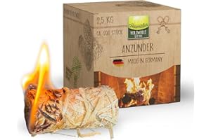 Heumüller Holzwolle Premium Holzwolle-Anzünder 2,5 kg (ca. 200 Stück) | Öko-Anzünder aus Holzwolle & Wachs | Lange Brenndauer & geruchsneutral | Ideal für Kamin, Grill & Feuerstellen