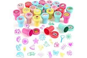 Kesote Zestaw pieczątek dla dzieci, Hawaje, upominek, 26 szt., prezent na lato, dla dziewcząt, chłopców, ananasów, flamingów