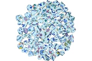 Yuvori Carreaux de mosaïque irrégulière en porcelaine bleu et blanc, 0,5 kg, fait à la main, salle de bain, salon, cuisine, extérieur (09, taille M)