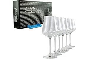 GABRIEL/PALATINA WERKSTATT Palatina Werkstatt ® Gabriel-Glas | Standart Edition Set de regalo de 6 unidades, copas de vino de solo 150 gramos de peso, apto para lavavajillas, incluye un gran paño suave para pulir cristales
