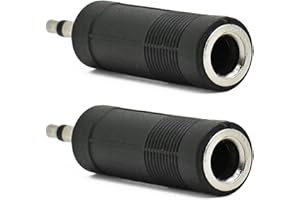 Incutex 2X Audio Adapter 3,5 Klinke auf 6,3 Buchse Klinkenadapter Mono Klinkenstecker Adapter, schwarz