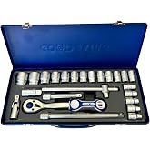 Genel 24 Par&ccedil;a Cırcırlı Lokma Takımı, Krom Vanadyum &Ccedil;elik, 10-32 mm, 12 Birim, Mavi Metal &Ccedil;anta ile