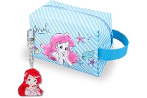 FOESIHEP Cartoon Kosmetiktasche Meerjungfrau Süße Schminktasche Reise Kosmetiktasche Organizer Prinzessin mit Schlüsselanhänger Cute Kinder Travel Make Up Tasche Bag Handtasche Kulturtasche, Geschenk Mädchen