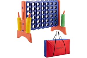 Amazon Basics Puissance 4, format premium géant sans BPA, jeu pour enfant et adulte, housse de transport inclus, idée cadeau, multicolore, Bleu, Jaune, Rouge, Vert, grand format