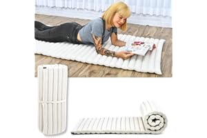 Leewadee - składany materac podłogowy - japoński zwijany futon - składana mata tatami - łóżko podłogowe dla gości - materac kempingowy - tajska mata do masażu - wypełniona kapokiem -, Ecru