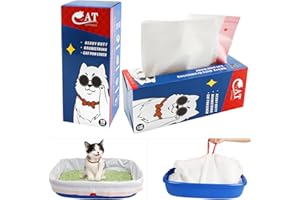 ELEZENIOC 10 Pcs Litter Tray Liners, Cat Litter Tray Liners Scratch Resistant Bags, Thickened Cat With Drawstrings, Cat Litter Bags for Ordinary or Large (91.4x48.3cm)