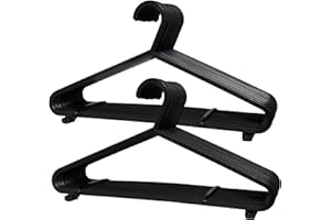 STERUN Adult Coat Hangers, 50 Pack, Black Plastic Hangers for Clothes, Shirt, Trousers, Suits | Durable, Wardrobe Organiser, Space Saver, Non-Slip Design